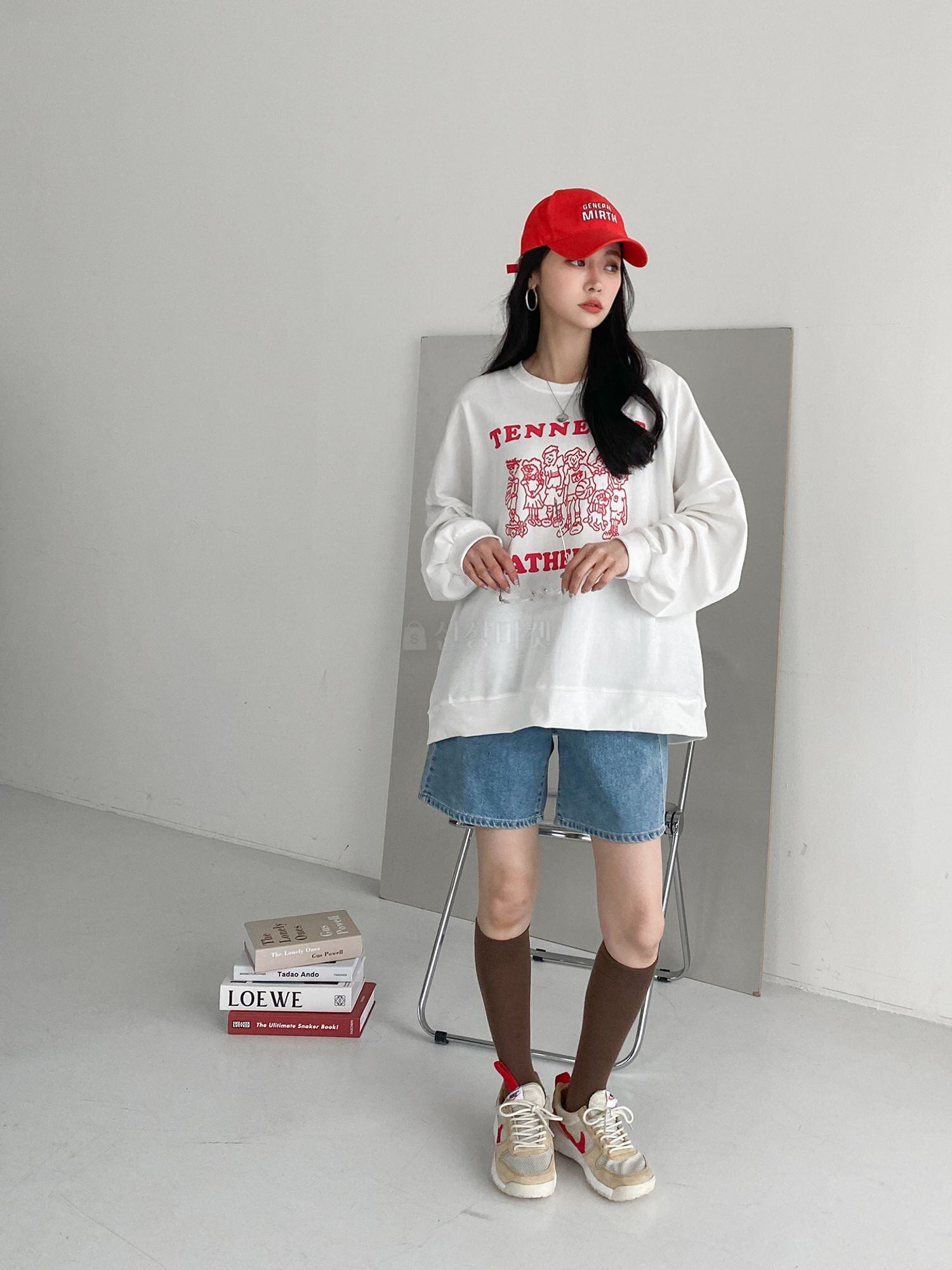 Deco Choice カジュアル イラスト カットソー ラウンドネック Tシャツ ゆったり カジュアル アメカジ イラスト 可愛い 着映え Lamitte Deco トレンド 韓国ファッション ショップ Base店
