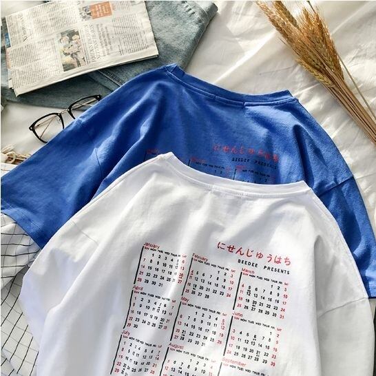 全4色 Tシャツ カジュアル 2018 カレンダー 半袖 ラウンドネック