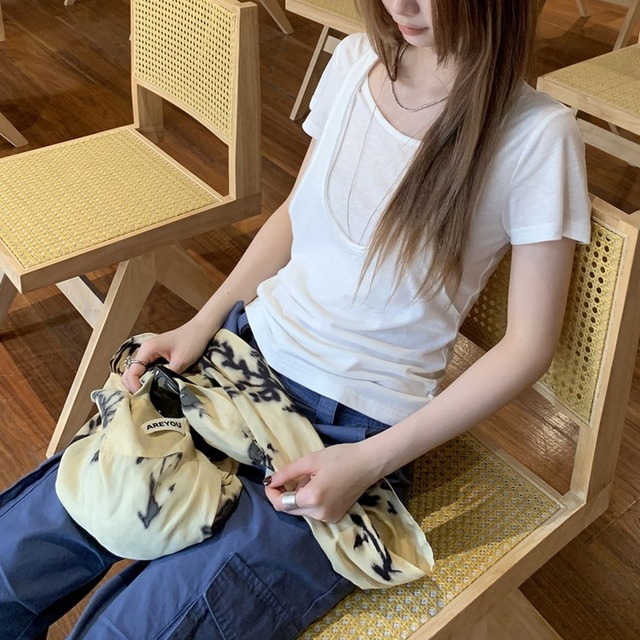 リネンブレンドフェイクレイヤードTee 2color [am03851]