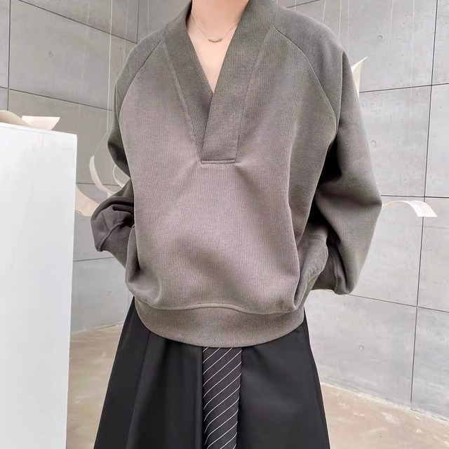 Deep V Raglan Long T-shirt【TR3352】