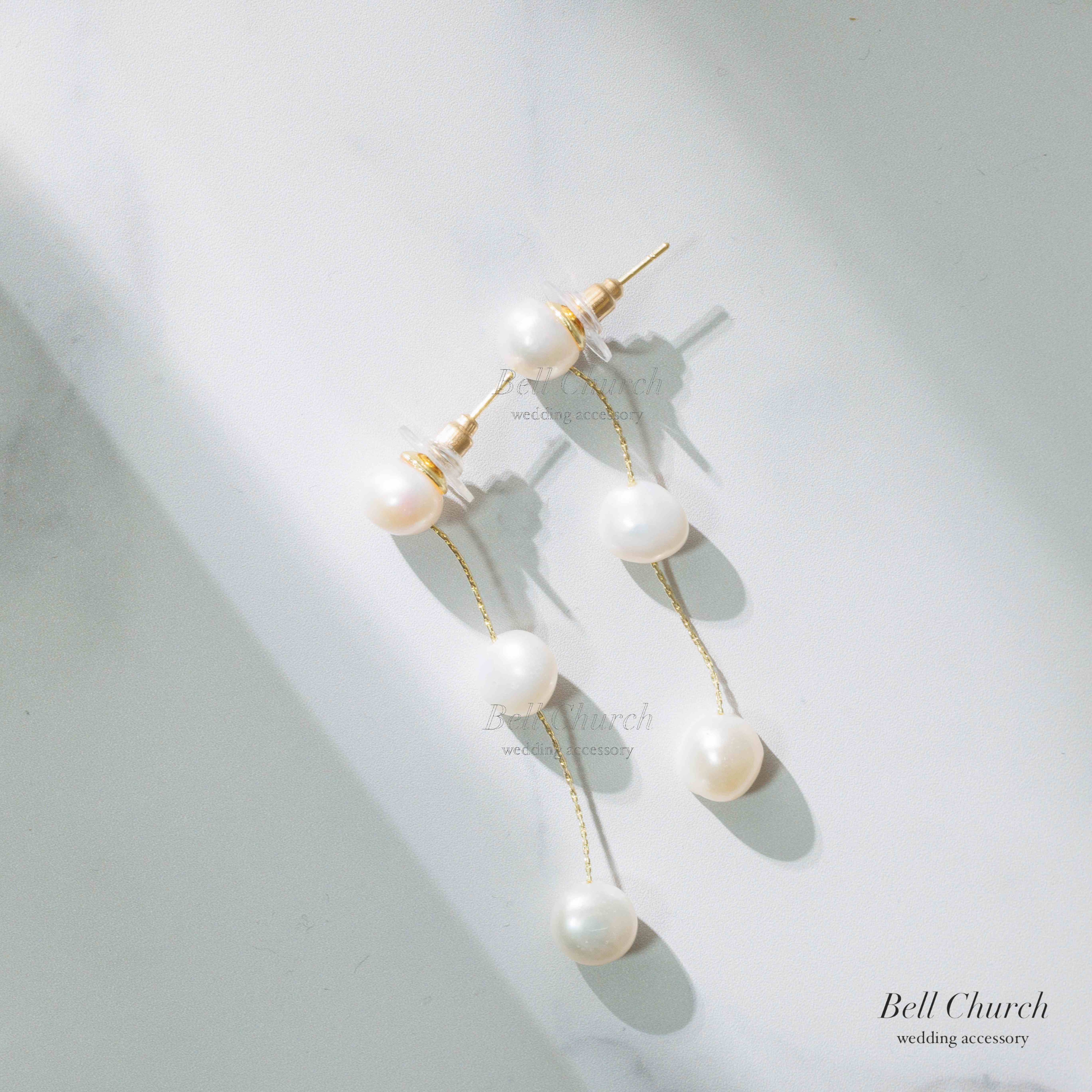 3連パールピアス イヤリング | バロックパール | ゴールド 3連パールピアス イヤリング | バロックパール | ゴールド