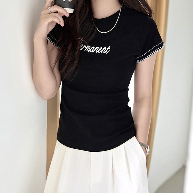刺繍ロゴ ステッチデザイン 半袖 Tシャツ　S0276 　