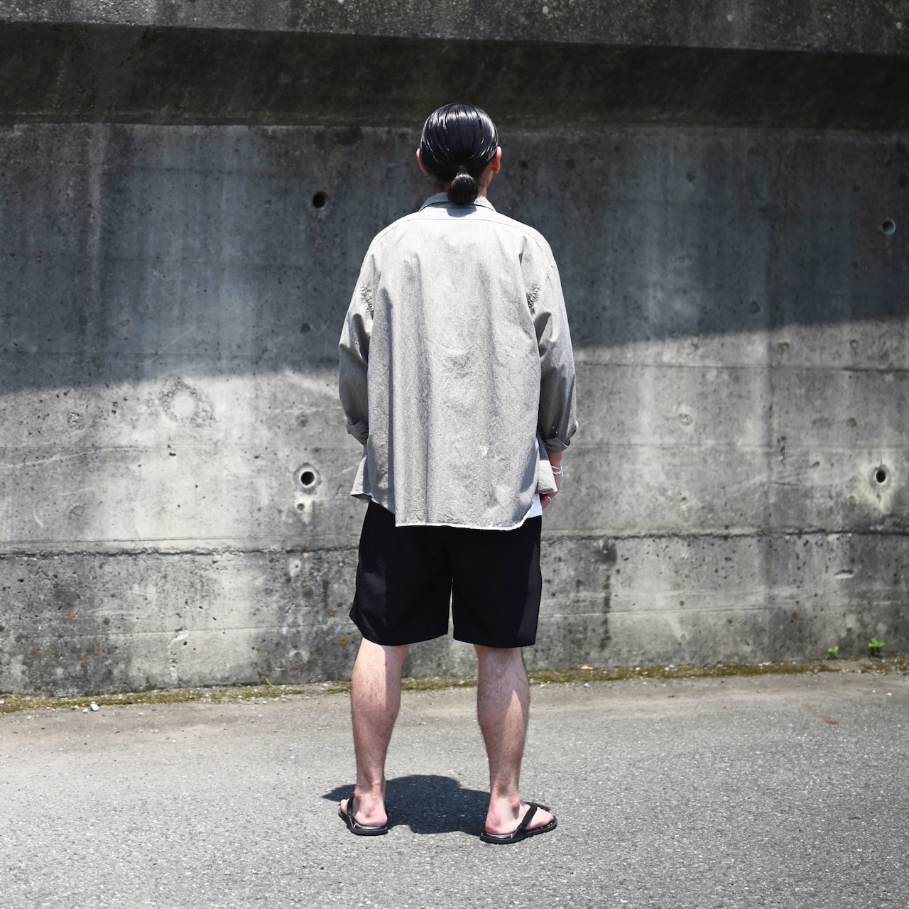 INTERIM(インテリム)INTERIM / MILK PAINT VINTAGE WASH BLACK SHUTTLE CHAMBRAY HYPER BIG US NAVY WORK SHIRT TYPE2