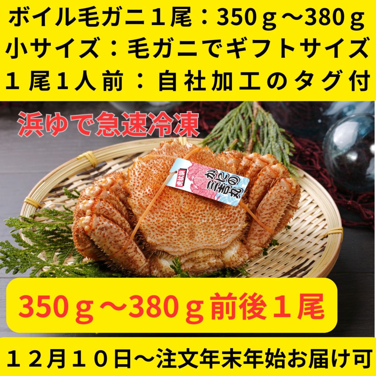 ボイル毛ガニ 350gから380g前後 冷凍 北海道産 | 三吉丸かに直売店