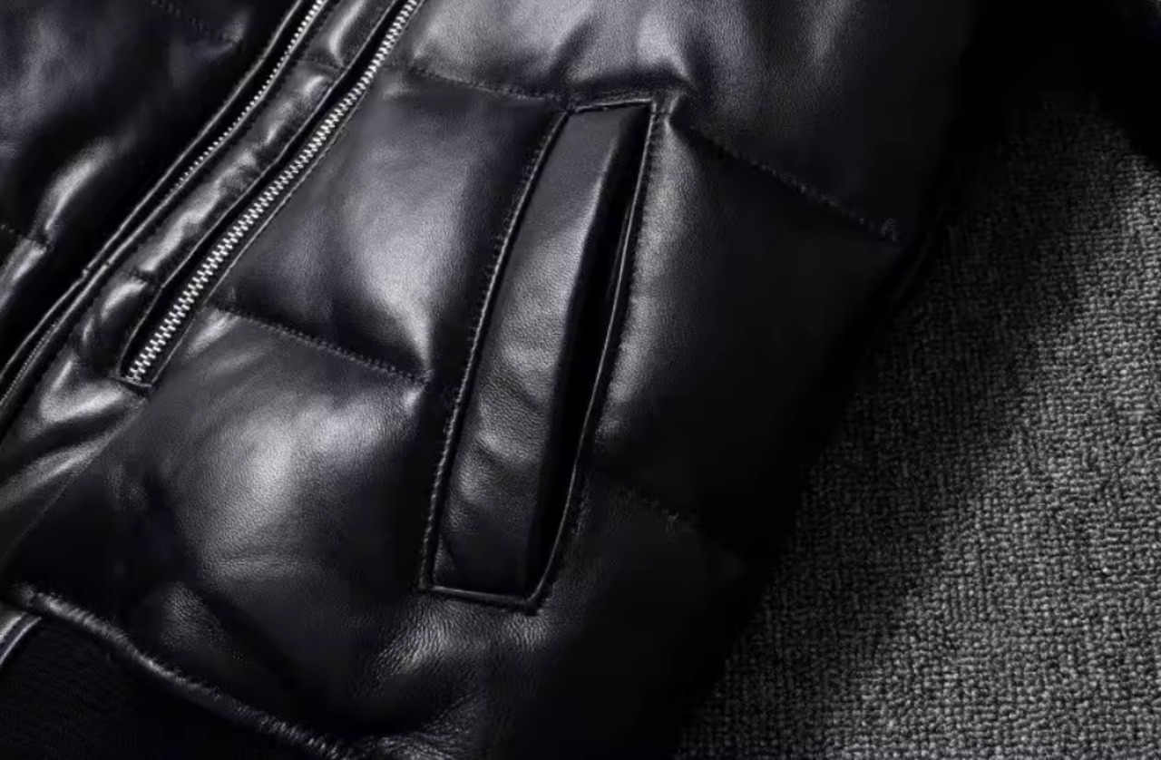 【防寒短丈】レザーMA-1ダウンジャケット