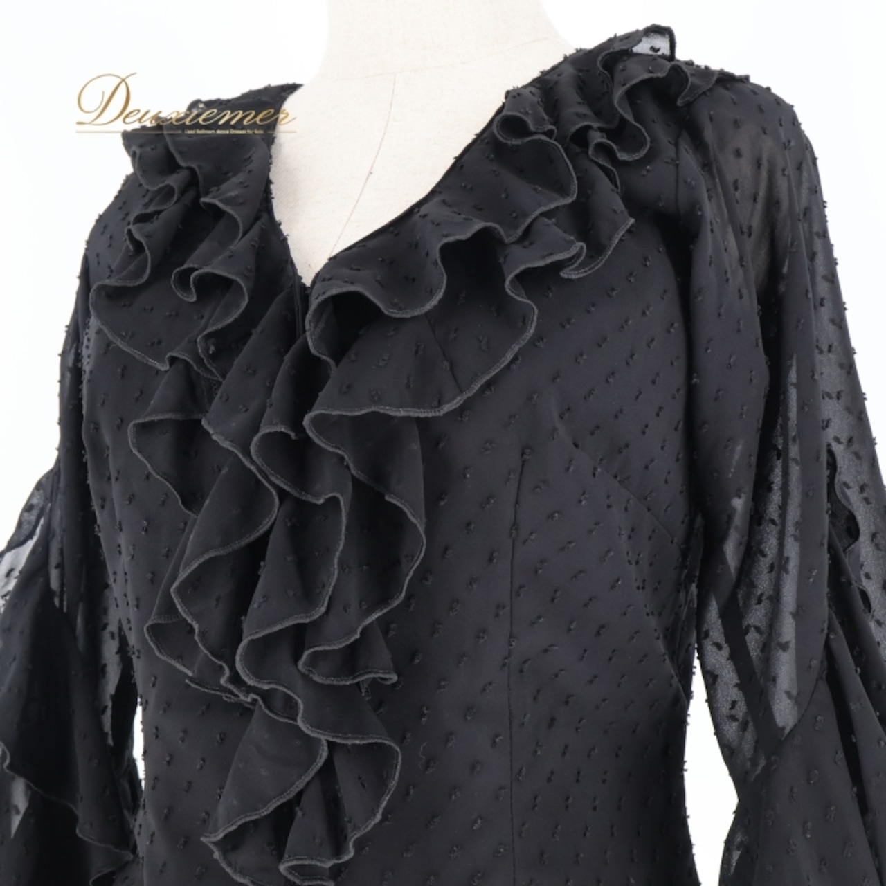 フラメンコ 衣装 ソニアジョーンズ SONIA JOHNES トップス ブラウス 黒 レース ダンス 発表会 フリル 軽い パーティ ブラック系 フラメンコ トップス レース ブラウス 軽量 おしゃれ シンプル 透け感 黒系 ダンス衣装 発表会用 レディース コンサート