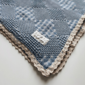 ＜BEBE ORGANIC＞ Plaid Blanket チェック柄 ブランケット(blue)