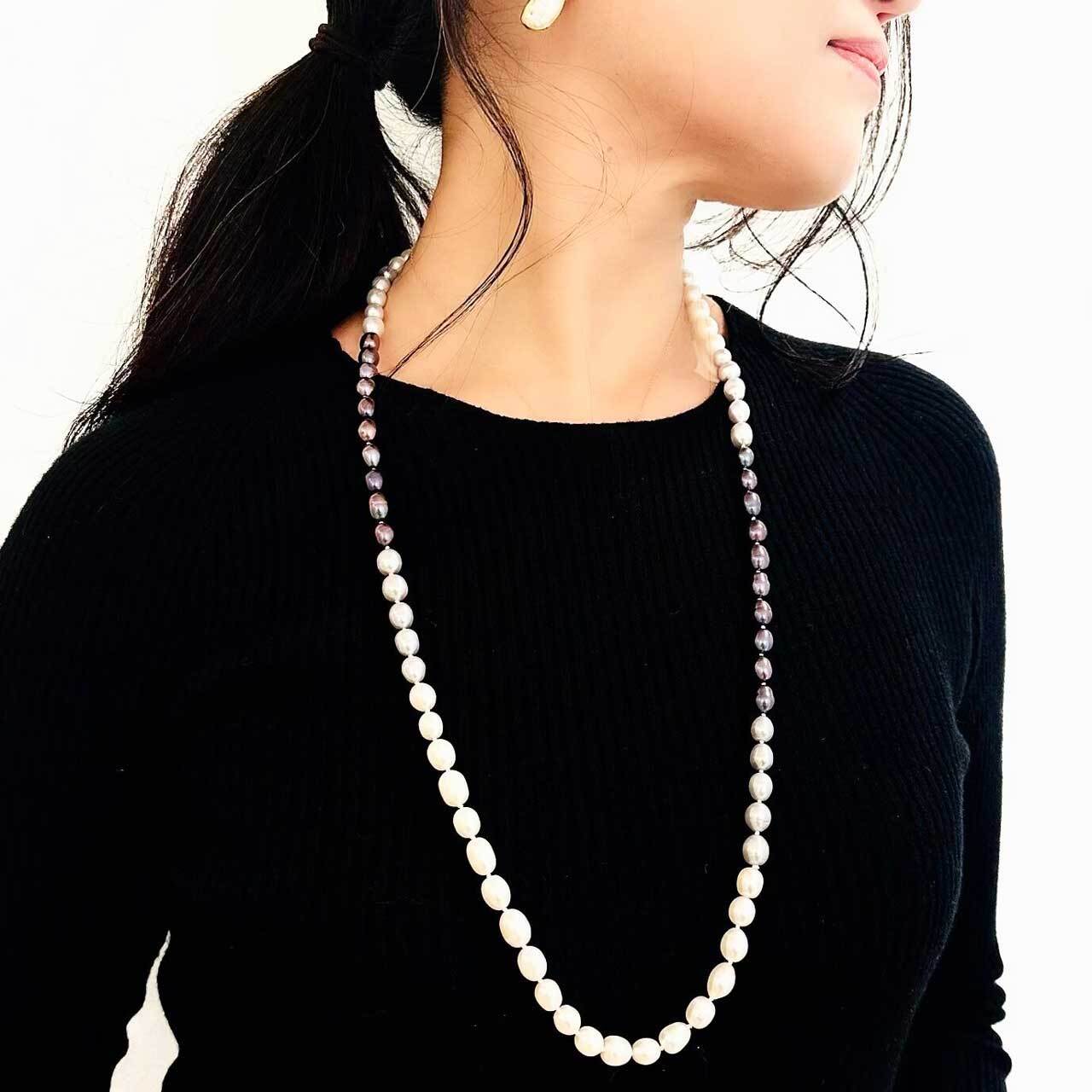 淡水パールロングネックレス Silver 18KGF