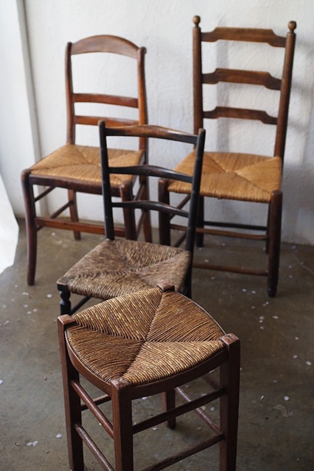 共通項 ラッシュ座面椅子-antique rush chair&stool