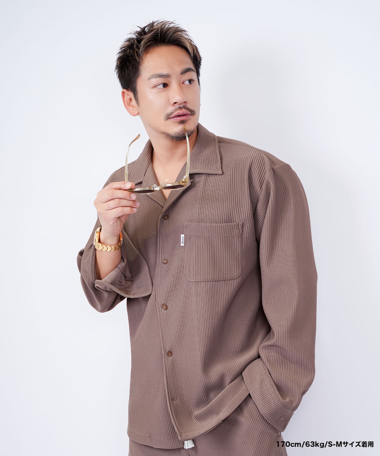 【#Re:room】STRETCH PLEATS OPEN COLLAR LONG SLEEVE SHIRTS［RES090］