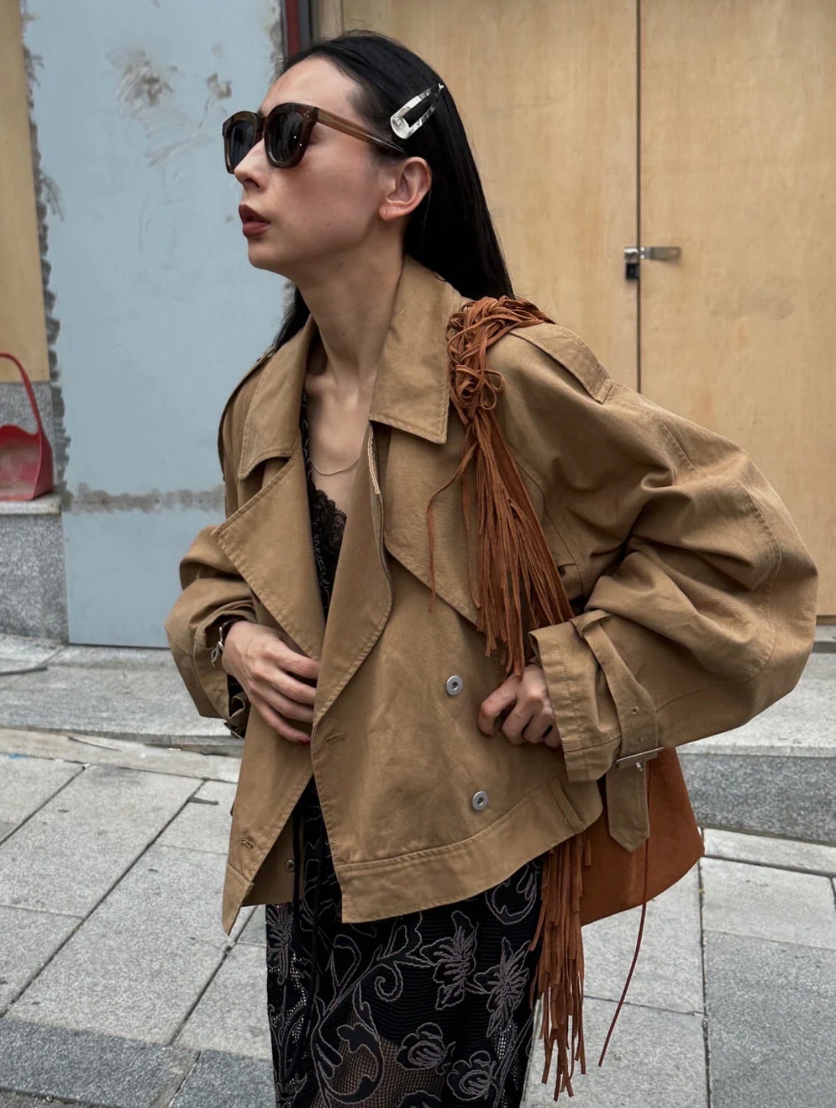 AMERI】TENCEL DENIM SHORT TRENCH COAT (0126107410450) | CLOAK&CO