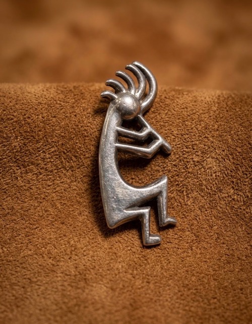 【80's Vintage】Navajo / Albert Nells - Kokopelli Silver Pin & Pendant