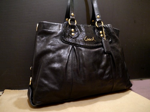 ◆COACH コーチ A4対応 ビジネス可 レザー トート バッグ 黒◆