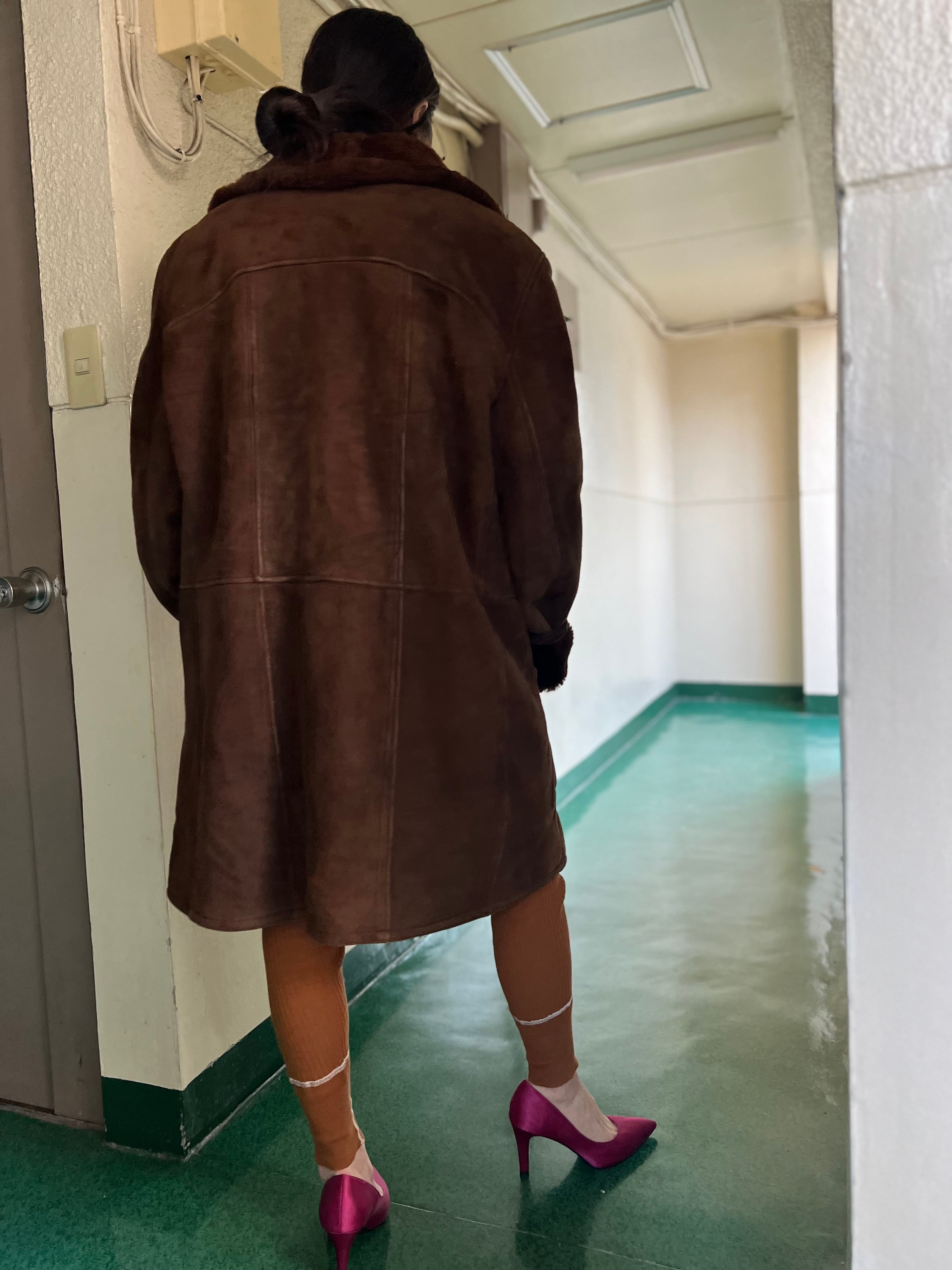 Vintage ITALY brown mouton coat ( ヴィンテージ イタリア