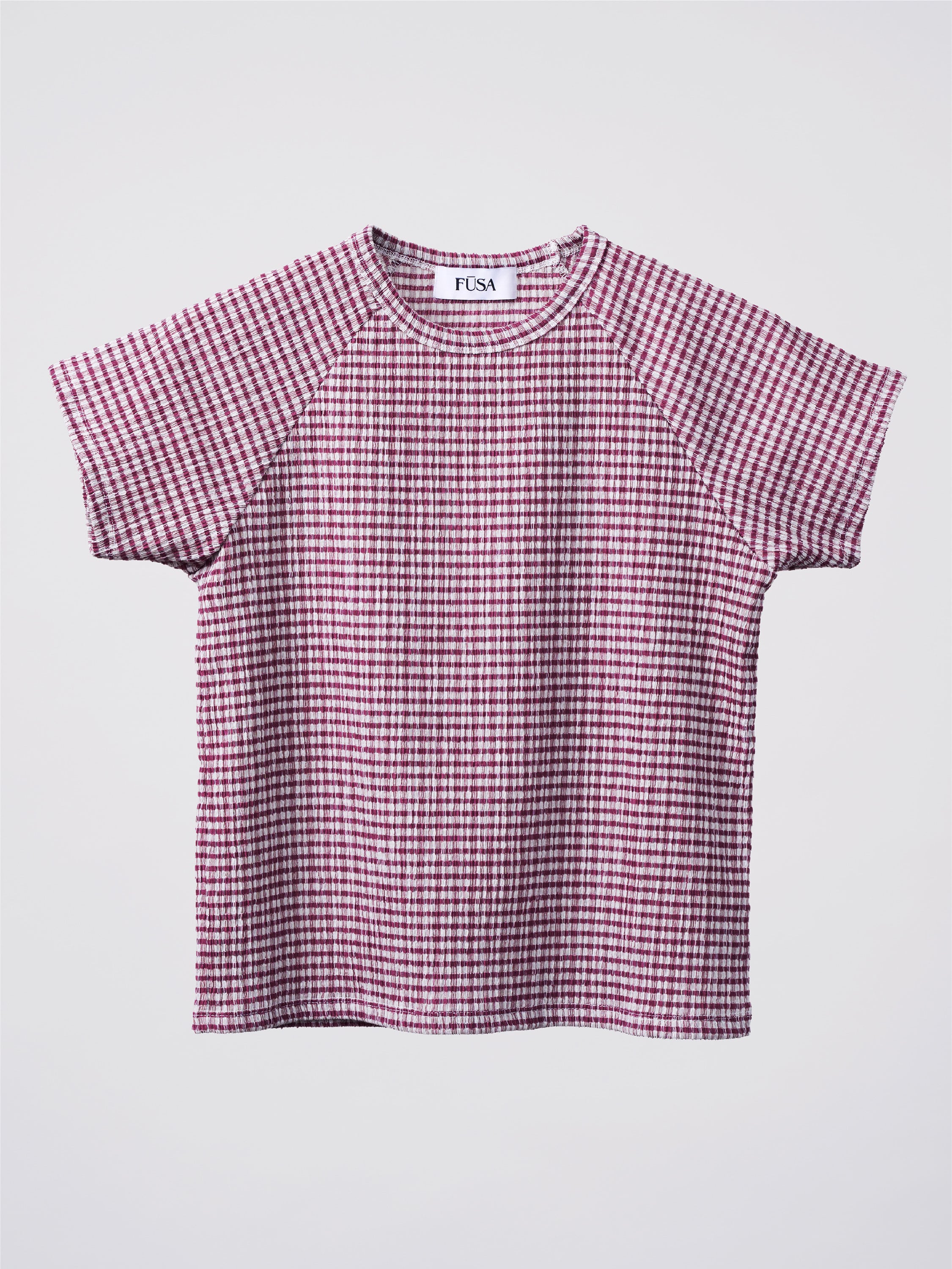 Gingham Raglan Tee / Burgundy