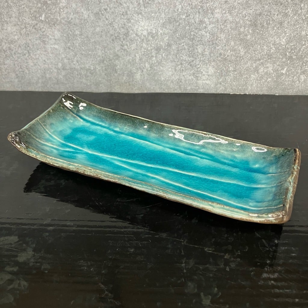 《数量限定》黒流ブルー突出皿 付出皿 20cm 和食器【日本製】