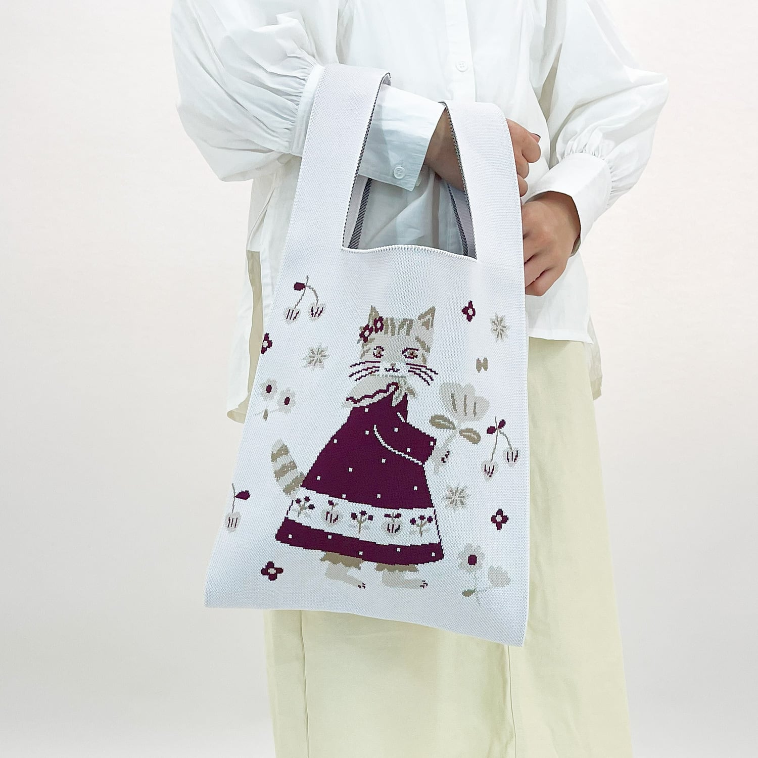 Aiko Fukawa】布川愛子 KNIT MARCHE BAG ドレスを着た猫 ニット