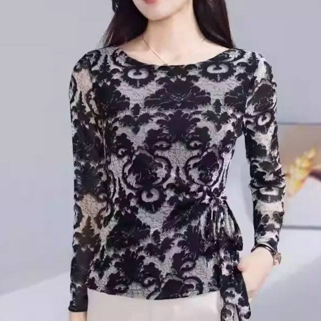 ウエストサイドリボン ロングスリーブ ラウンドネック カットソー ds1079