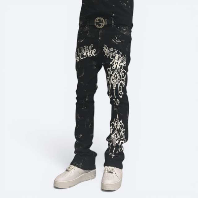 ELDOLADO KEY flare silver paint pants【ES020】