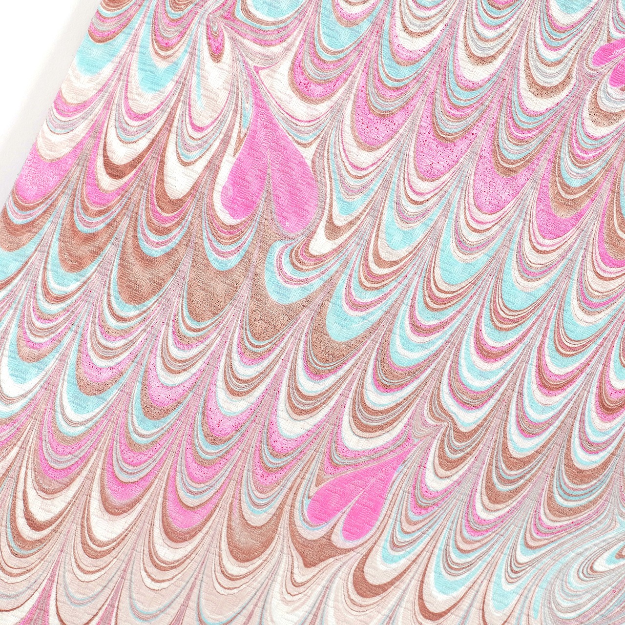 ❤︎リバーシブル半巾帯 　ハート墨流し［チョコレートフランボワーズ］ピーコック