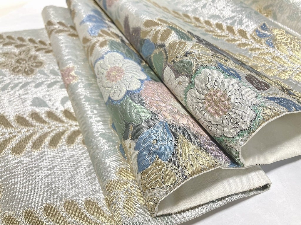 M1924【着物と帯 京月花】■未使用品/深緑辻ヶ花金通し西陣正絹袋帯/太鼓柄■