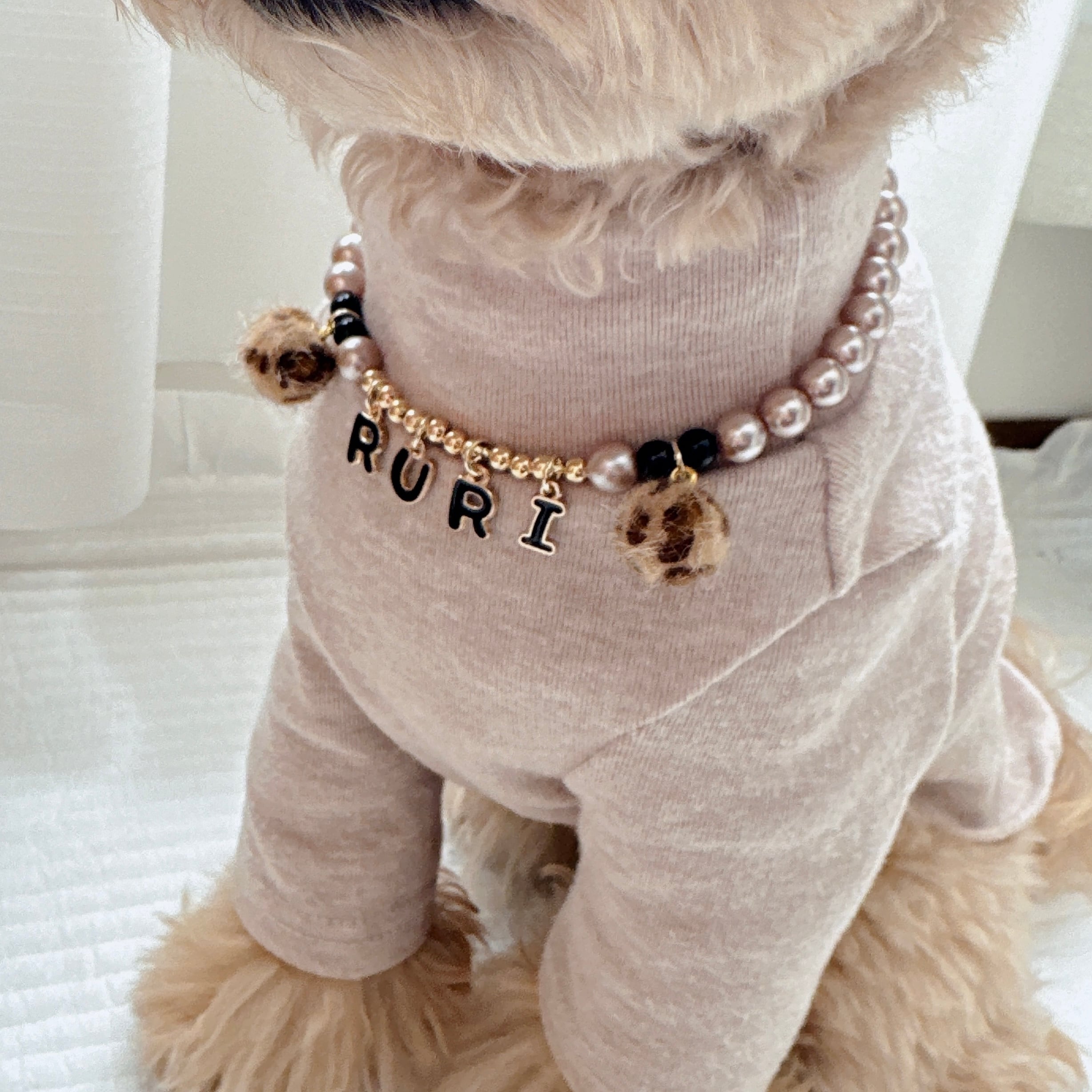 レオパードボンボンお名前ネックレス