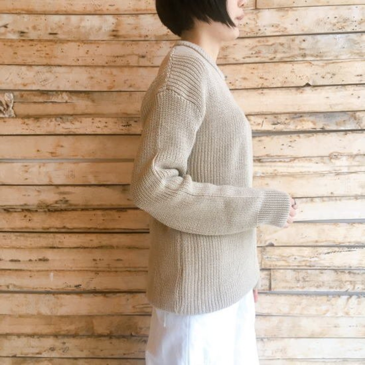 TOPANGA LADY'S コットン畦ニット ベージュ