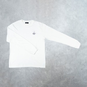 ロゴ刺繍オーガニックコットンロングスリーブTシャツ_クラウン（ホワイト／スモークパープル）