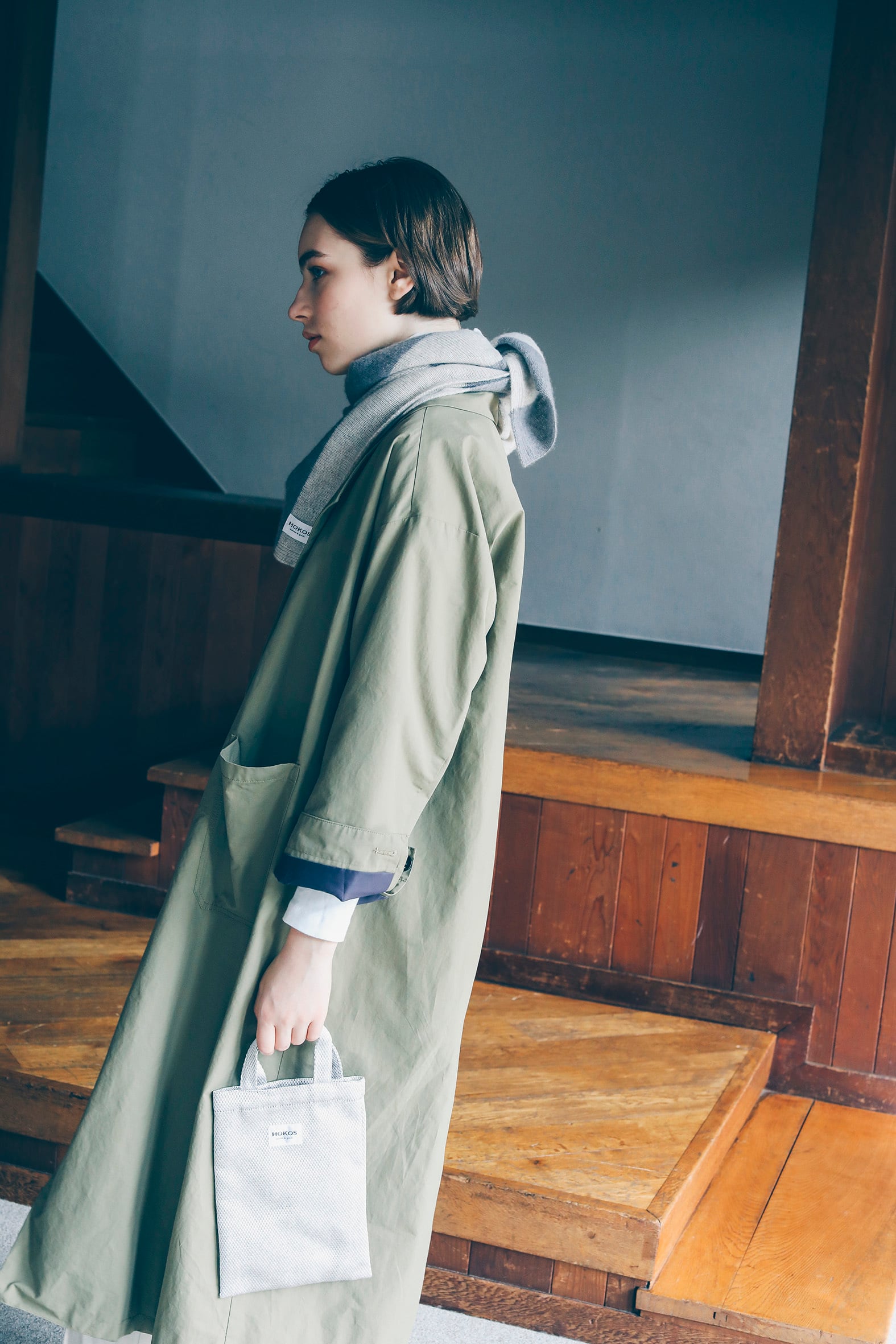 Cashmere multi blanket (ストライプA)ナチュラル×シャモア | HOKOS