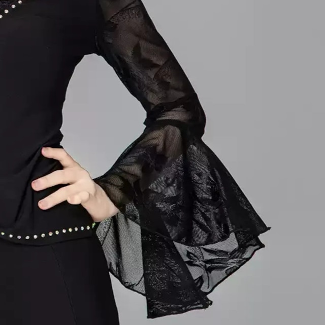 フレアスリーブ レース ロングスリーブ シフォンブラウス ds1589
