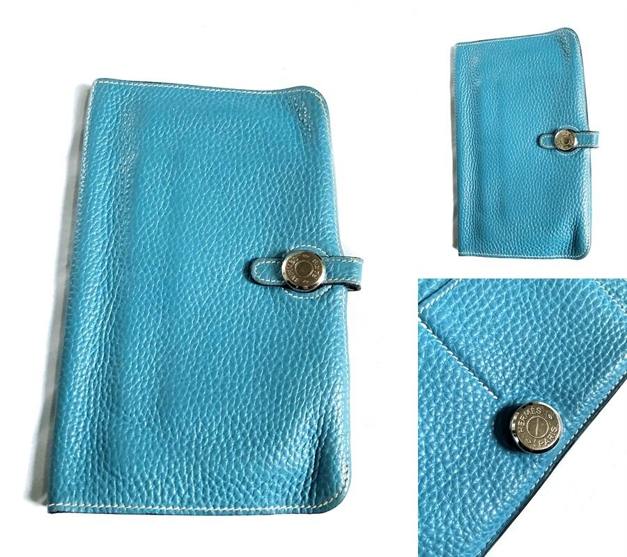 美品 定価25万 レア HERMES エルメス ドゴン GM デュオ ブルー 美品 定価25万 レア HERMES エルメス ドゴン GM デュオ ブルー