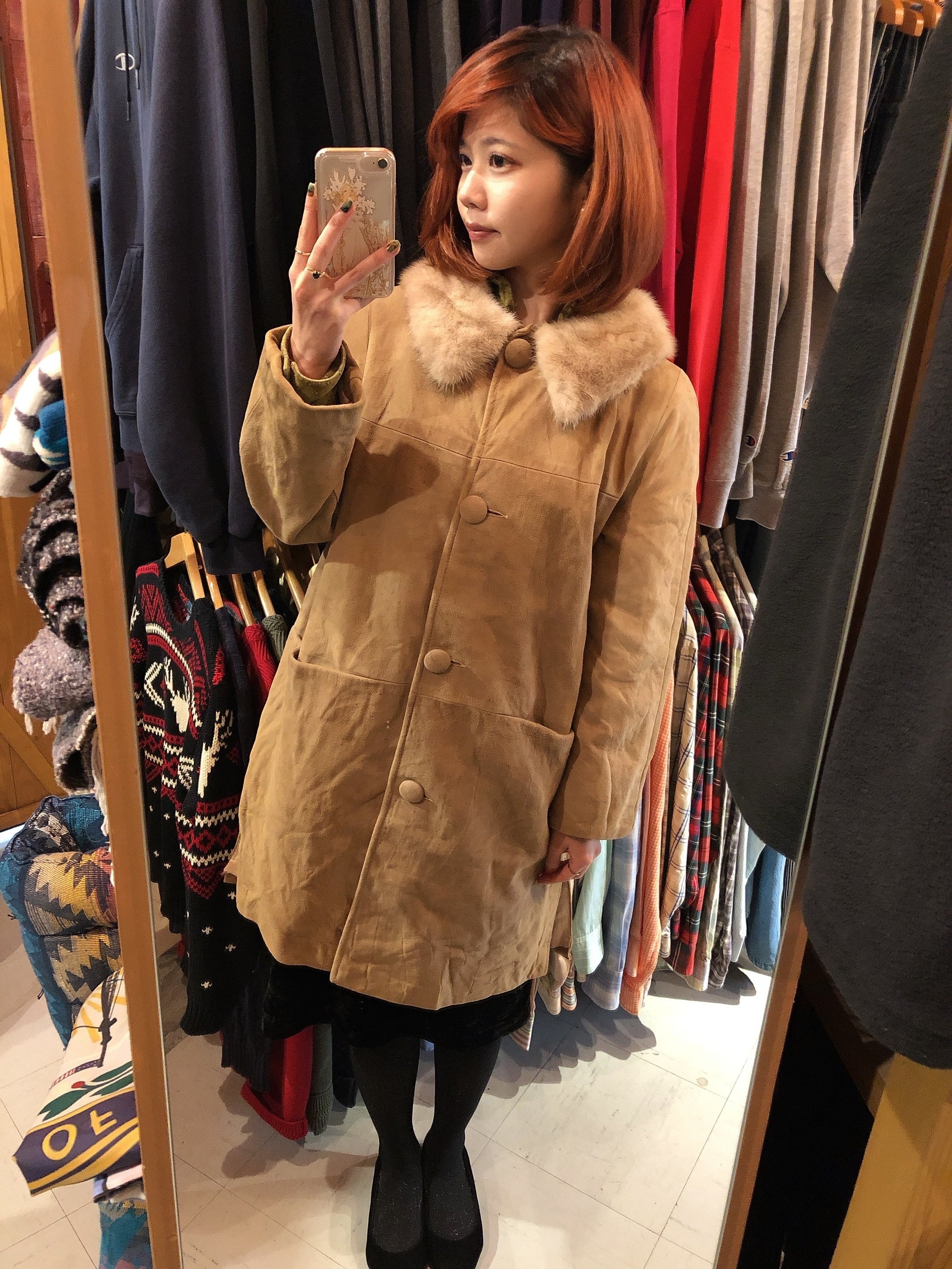 美品】DKNY ダナキャランニューヨーク レザーコート ファー ムートン M 