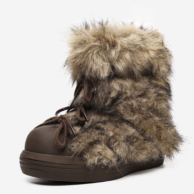 予約販売】ブーツ メンズ ファー シューズ 靴 ブラウン 厚底 スノー