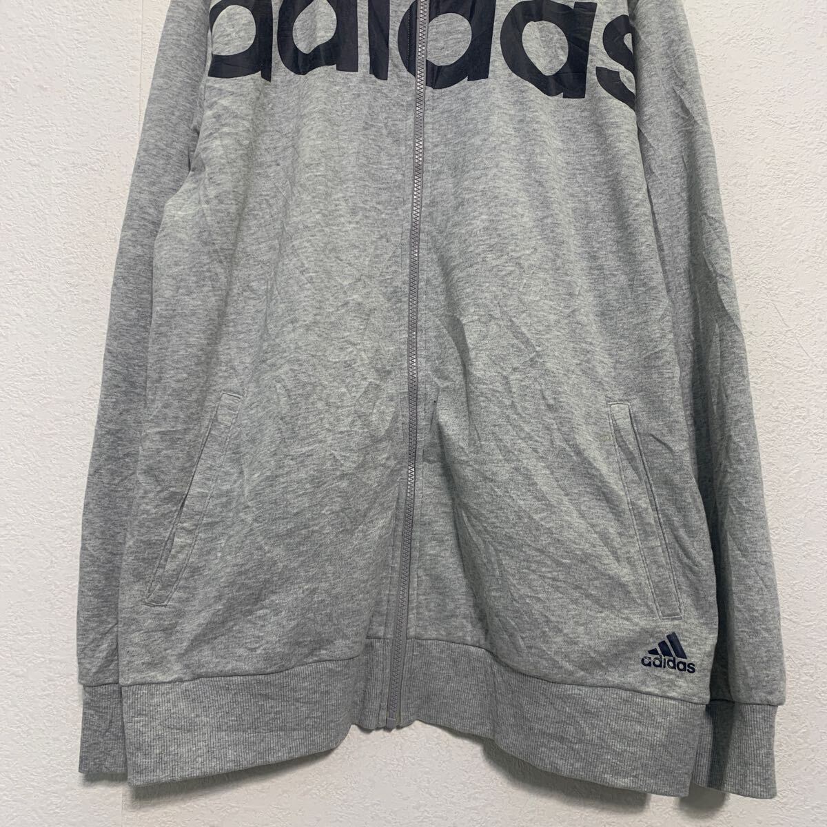 adidas ロゴスウェット トレーナー XL グレー アディダス ジップアップ