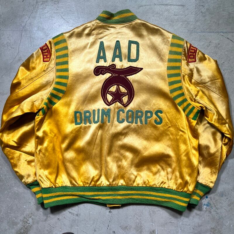 40's~ Nelson Sports Wear ネルソン サテンボタンスタジャン ボタスタ Shriners シュライナー AAD DRUM  CORPS マーチング フリーメイソン 秘密結社 パチポケ ビッグサイズ 42 NELSON Knitting Mills 希少 ヴィンテージ