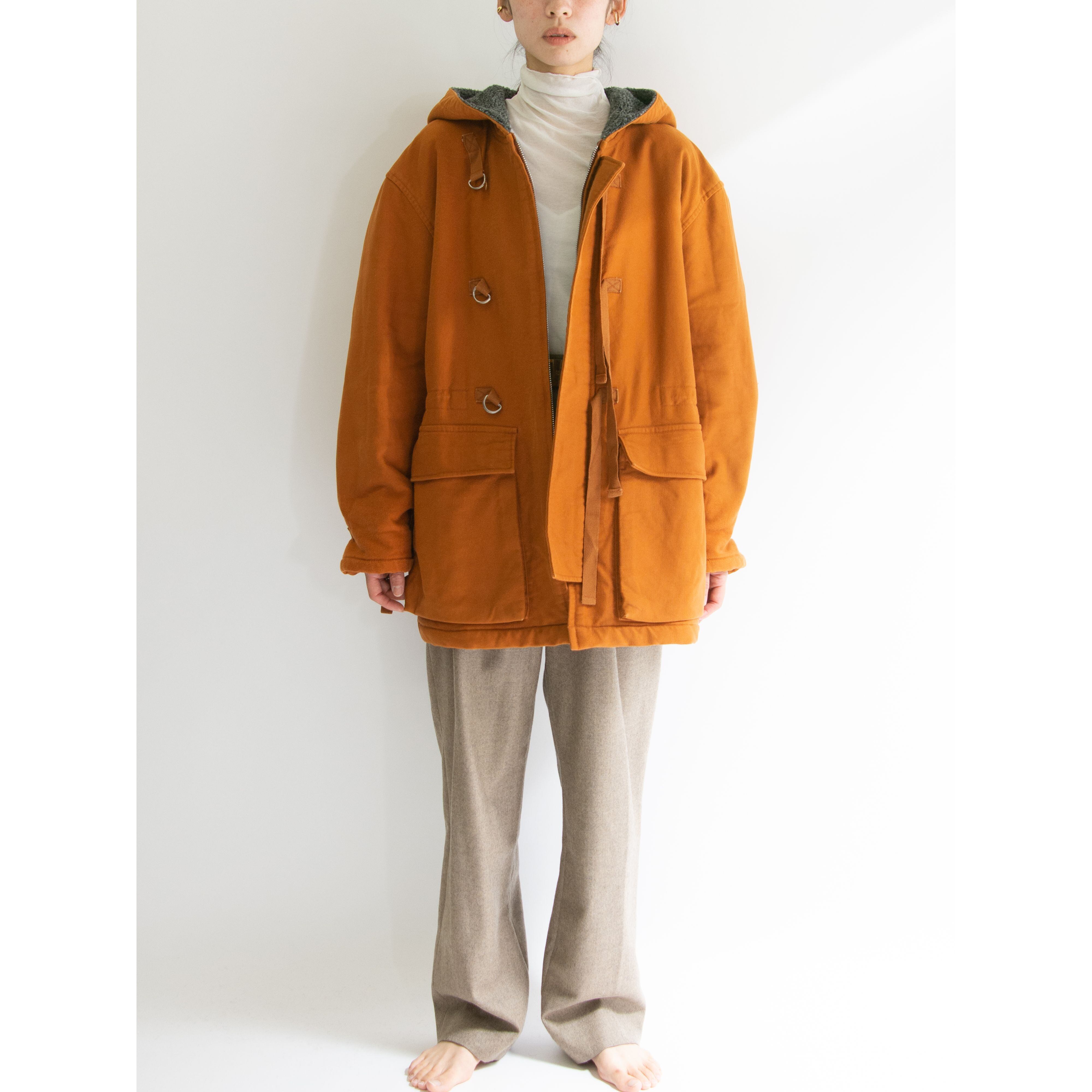 【I.S. ISSEY MIYAKE】Made in Japan 100% Cotton Hooded Coat(アイエス イッセイミヤケ 日本製コットンフードコート 裏ボア)