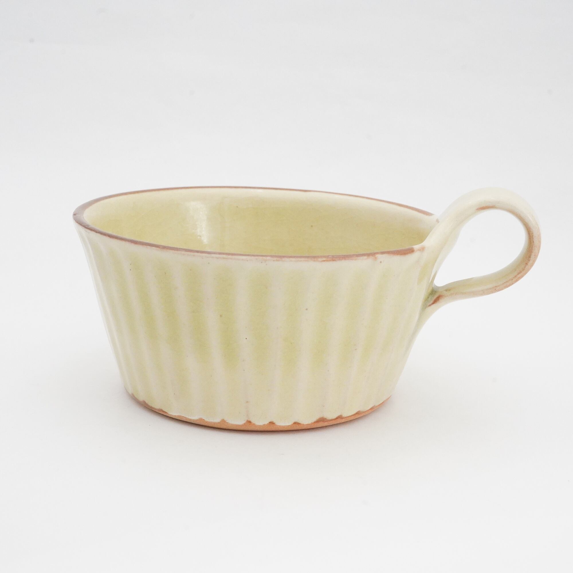 【益子焼 わかさま陶芸】しのぎスープカップ グリーン 80