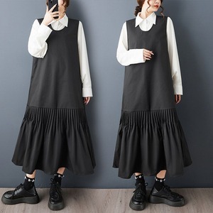 PLEATED LOOSE FIT SLEEVELESS MIDI DRESS M-18837