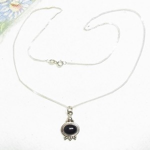シルバー製、天然石オニキスのペンダントネックレス  アクセサリーのセール通販　11269S
