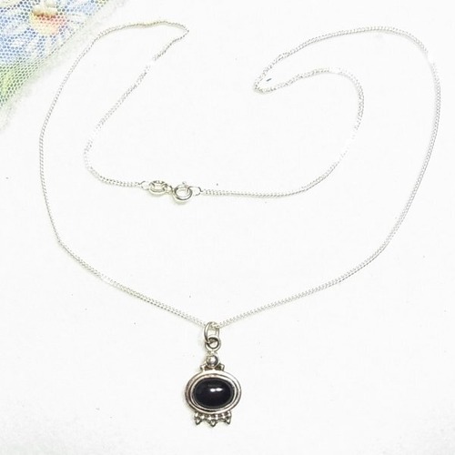 シルバー製、天然石オニキスのペンダントネックレス  アクセサリーのセール通販　11269S