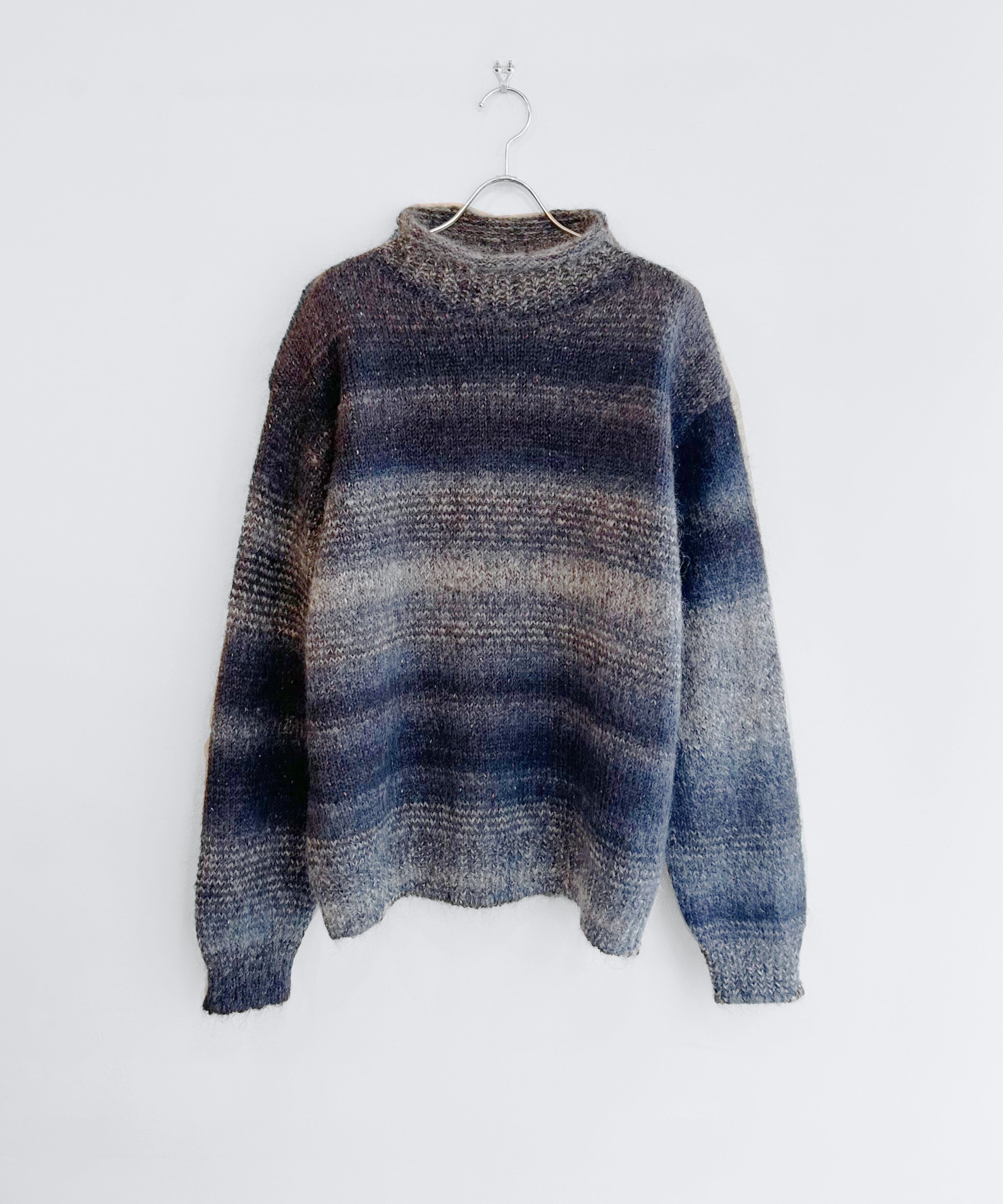 UNUSED / US2529 MOHAIR PULLOVER KNIT (NAVY×GRAY) | AfterSchool