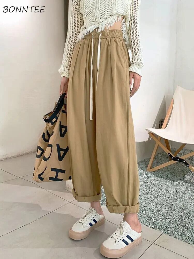 【新作】【送料無料】 S-4XL ハーレムパンツ女性カジュアルルーズ巾着足首丈韓国ファッションオールマッチ居心地の良いミニマリストパンタロンデ Mujer 春 0218312094200