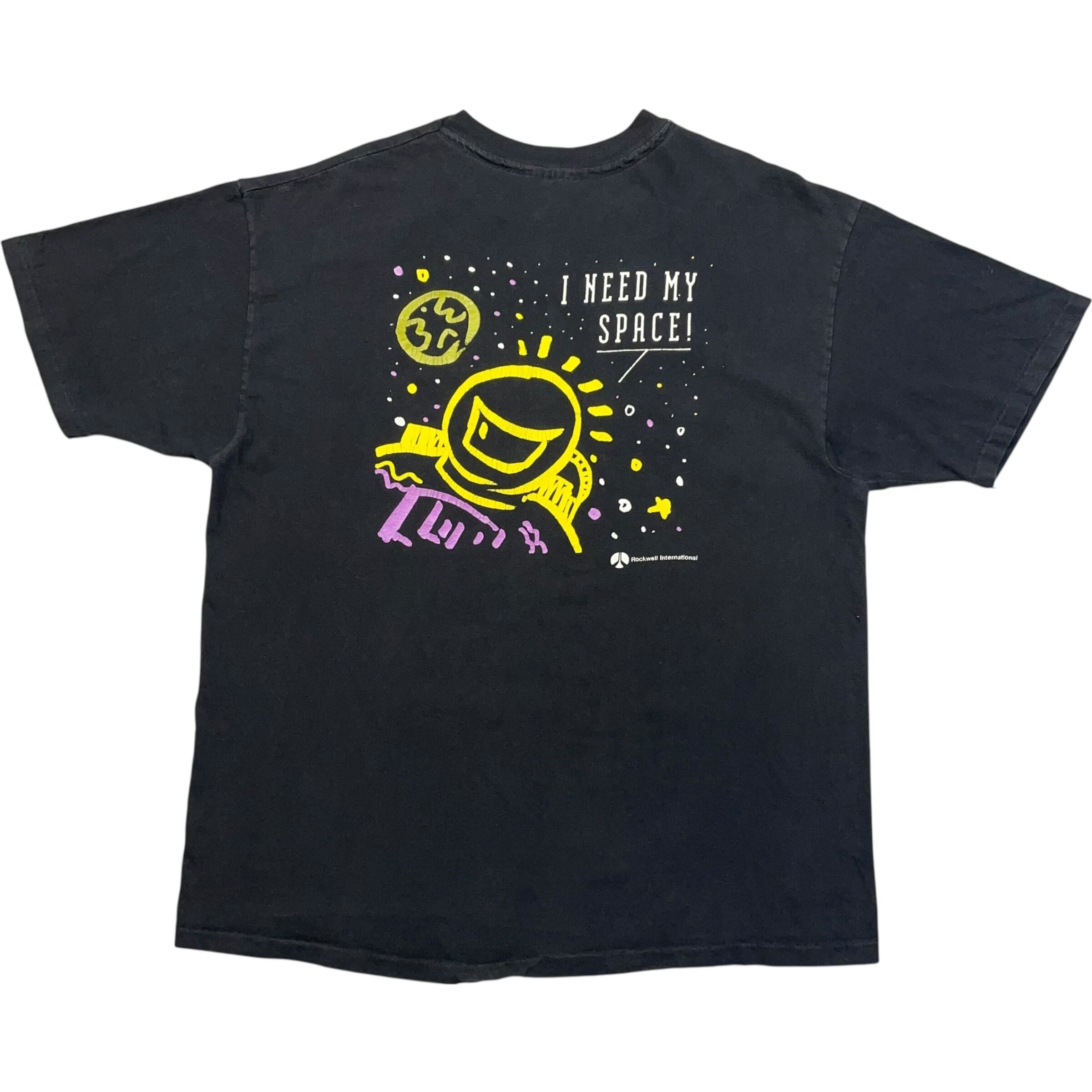 《XL》Hanes ヘインズ Tシャツ 宇宙 宇宙飛行士 メッセージ 両面プリント シングルステッチ USA製 90年代 vintage no.8727
