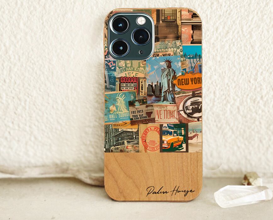 Rady☆トロピカルフラワーiPhoneケース 天然木♡名入れ♪レトロトロピカルフラワー グリーン iPhoneケース