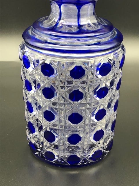 オールド・バカラ 1890年 ディアマン・ピエーリー 青色被せ装飾 ガラス鉢 青輝くバカラ作品群はこちらから