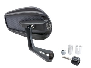 【数量限り】キジマ(Kijima) バイクパーツ ミラー TECH11 オーバルエッジ バーエンドマウント アルミ製 左右兼用 ECE認証取得済み 汎用 1本入り ブラック/カーボン 203-8094