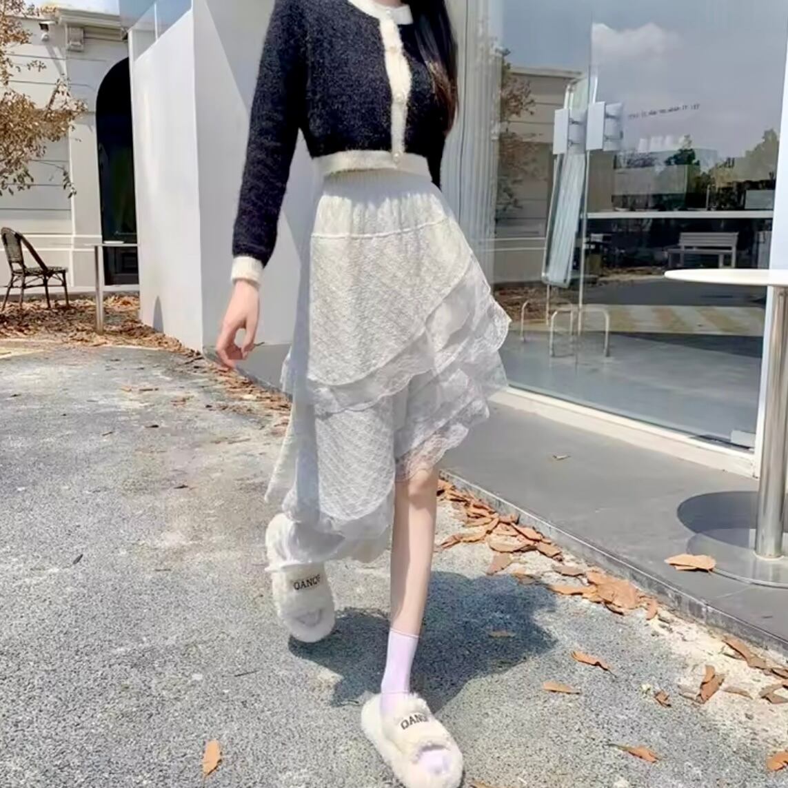 フリルレースアシメスカート