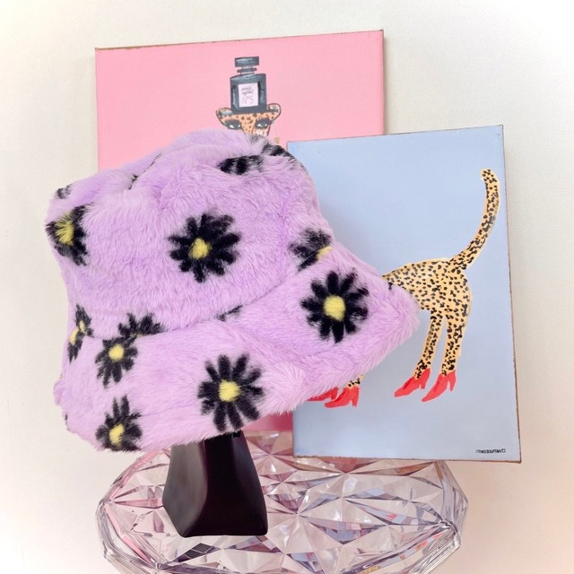 Purple×Flowerバケットハット/韓国/レディースファッション/バケットハット/バケハ/花柄/帽子/可愛い(9-038)