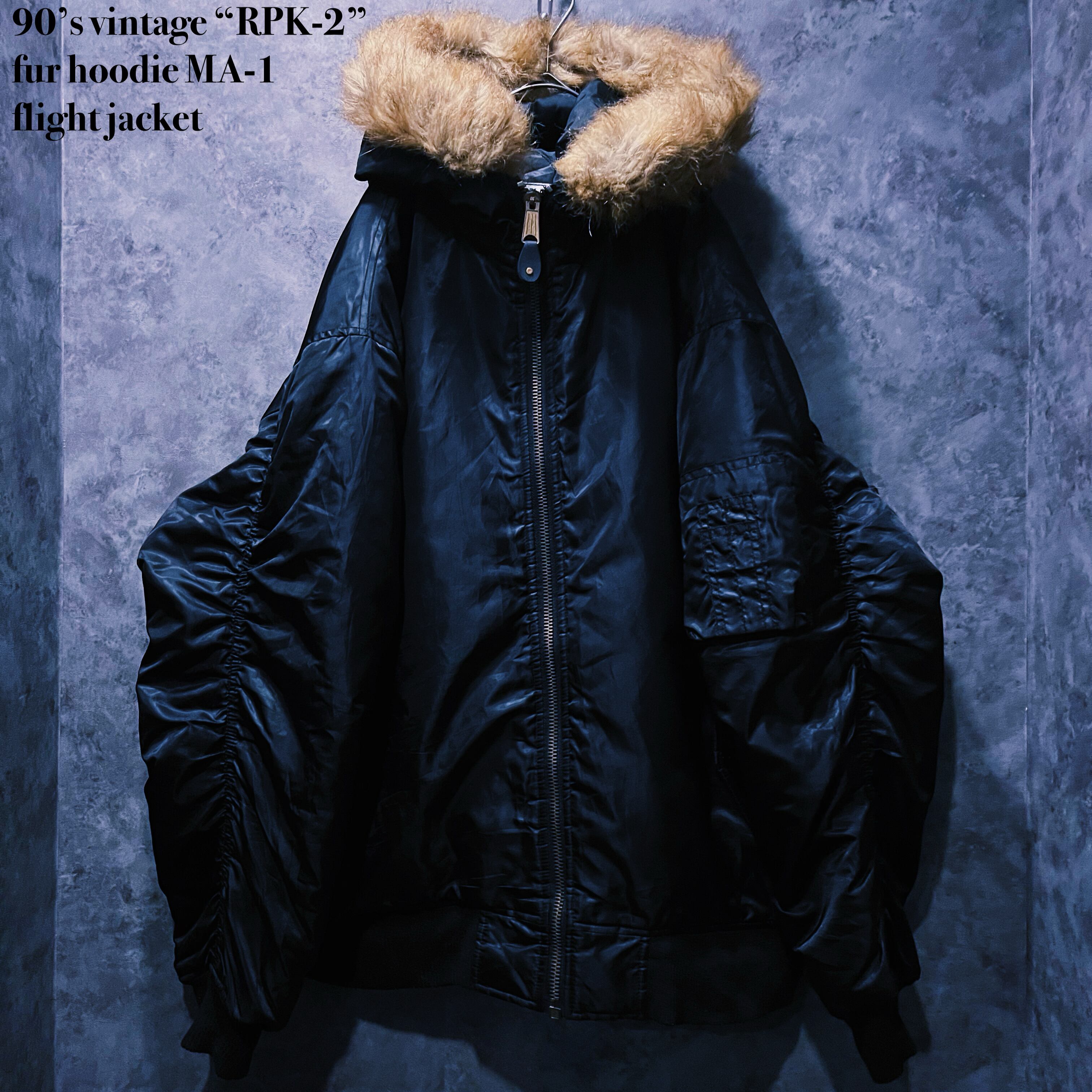【doppio】90’s vintage “RPK-2” fur hoodie MA-1 flight jacket