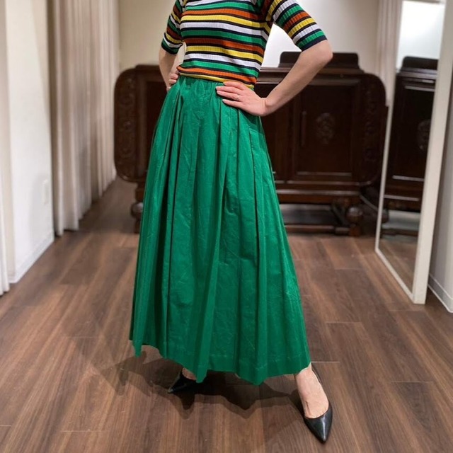 cotton/linen gather skirt green